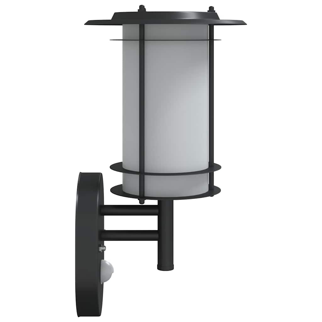 vidaXL Outdoor Wall Lights with Sensors 2pcs Black Stainless Steel 5