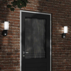 vidaXL Outdoor Wall Lights with Sensors 2pcs Black Stainless Steel 1