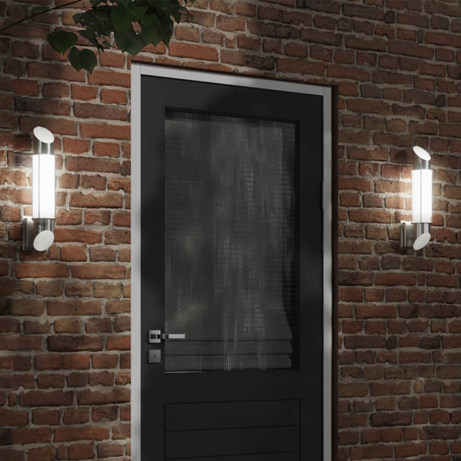 vidaXL Outdoor Wall Lights 2pcs Silver Stainless Steel 1