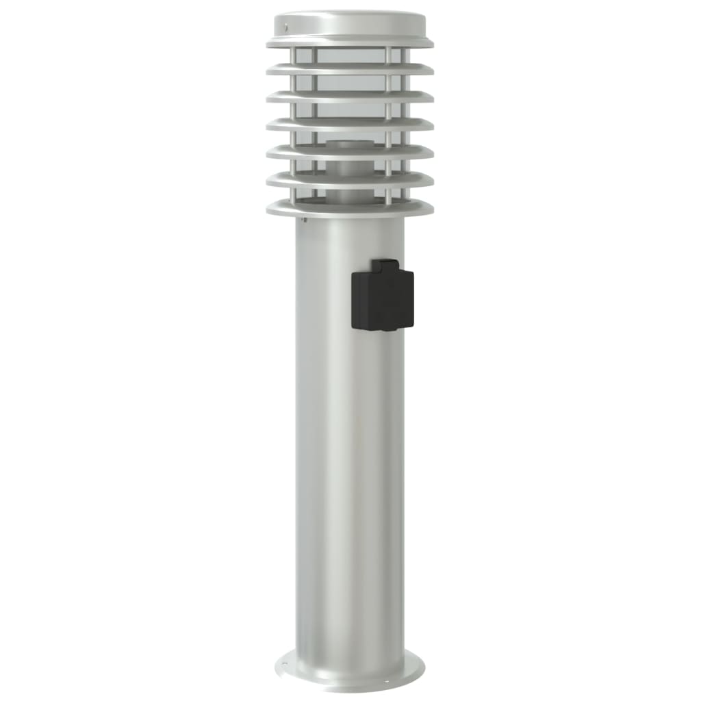 vidaXL Outdoor Floor Lamp with Outlet Silver 60 cm Stainless Steel 6