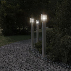 vidaXL Outdoor Floor Lamp with Outlet Silver 110cm Stainless Steel 3