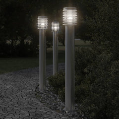 vidaXL Outdoor Floor Lamp with Outlet Silver 110cm Stainless Steel 1