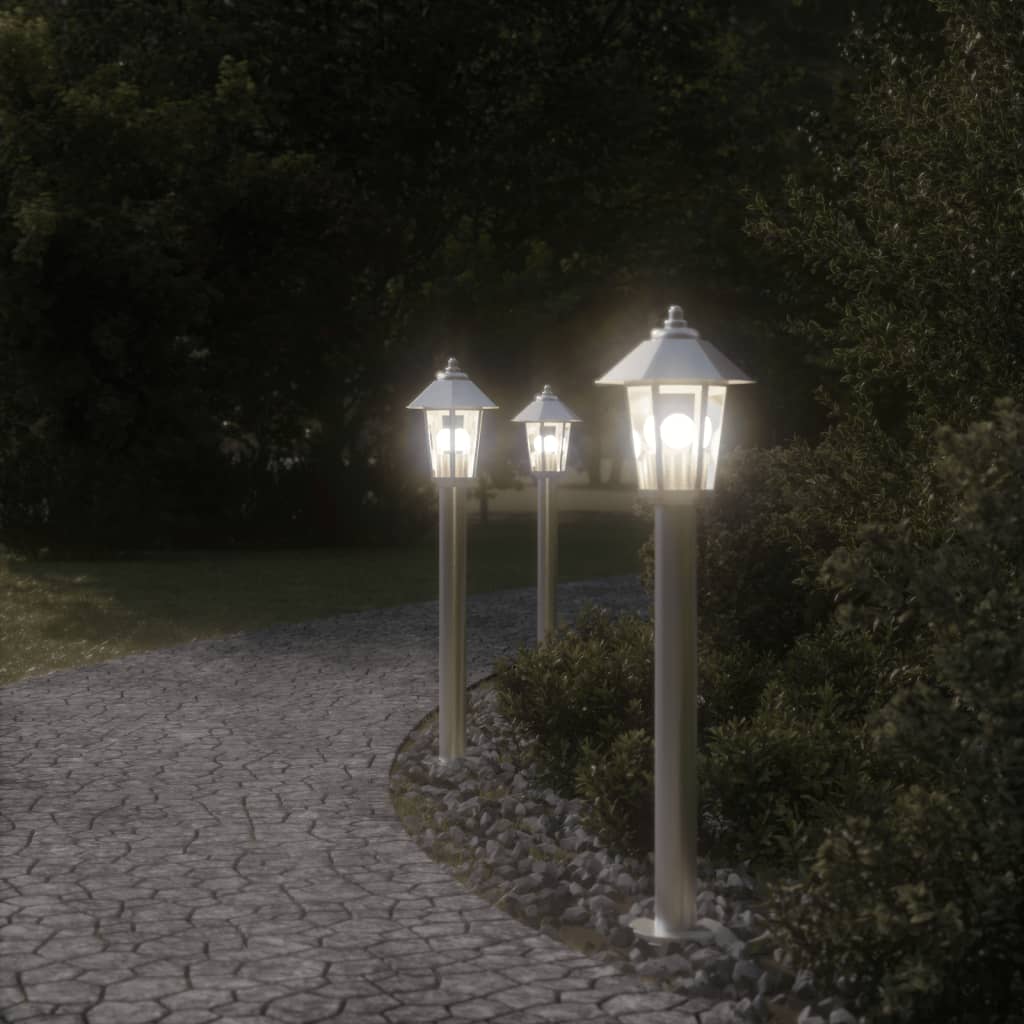 vidaXL Outdoor Floor Lamp Silver 80 cm Stainless Steel 3