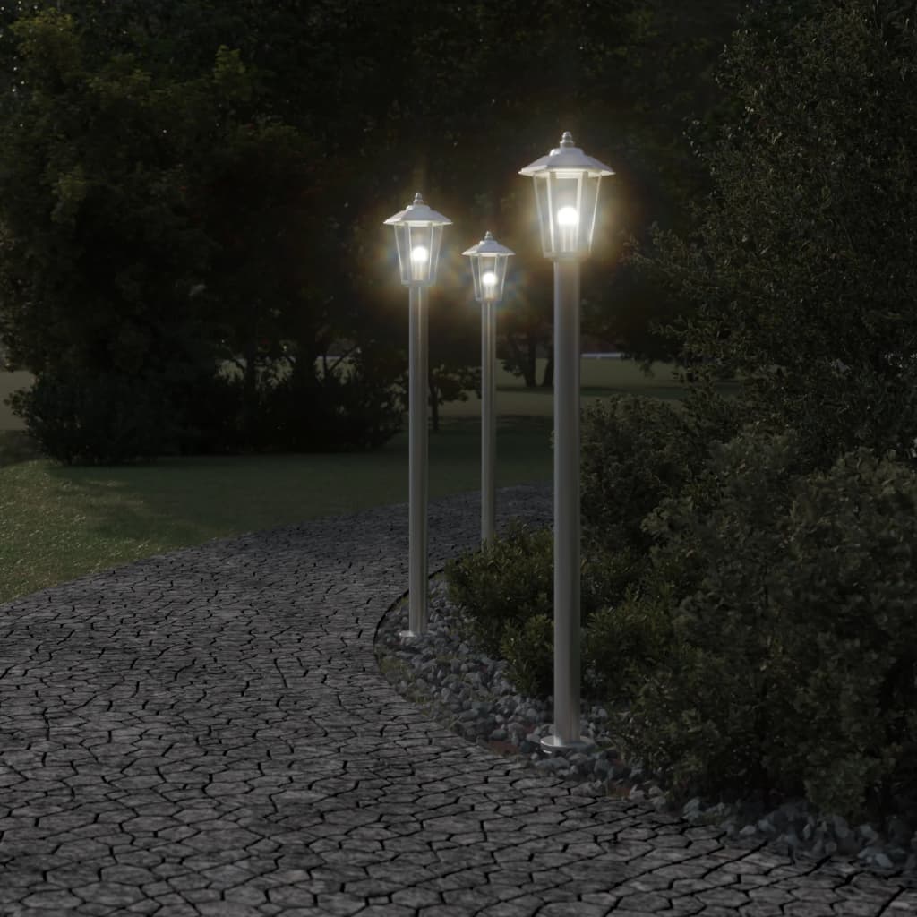 vidaXL Outdoor Floor Lamp Silver 120 cm Stainless Steel 3