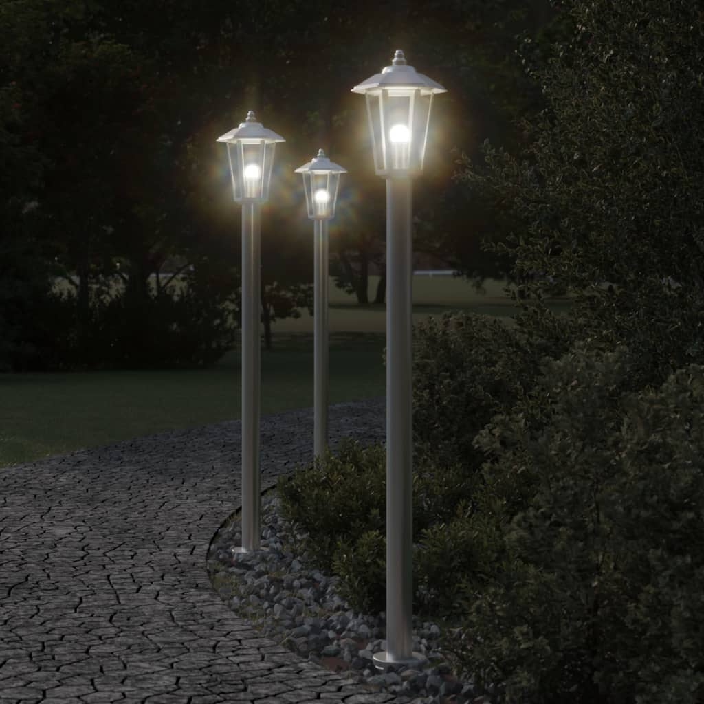 vidaXL Outdoor Floor Lamp Silver 120 cm Stainless Steel 1