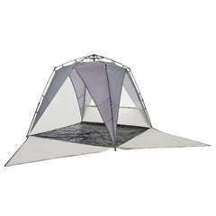 vidaXL Beach Tent 4-Person Grey Quick Release Waterproof 6