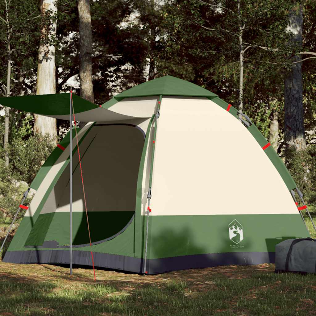Camping Tent Cabin 4-Person Quick Release Width 273 cm Green