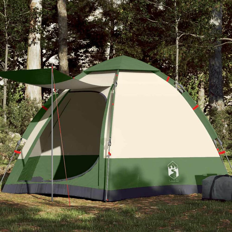 Camping Tent Cabin 4-Person Quick Release Width 273 cm Green