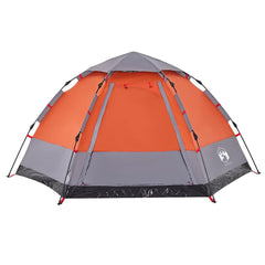 vidaXL Camping Tent Cabin 4-Person Grey and Orange Quick Release 6