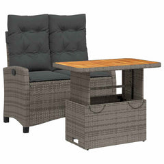 vidaXL 2 Piece Garden Dining Set with Cushions Grey Poly Rattan 2