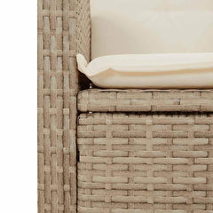 2 Piece Garden Dining Set with Cushions Beige Poly Rattan 110 cm table length