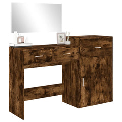 vidaXL 3 Piece Dressing Table Set Smoked Oak Engineered Wood 4