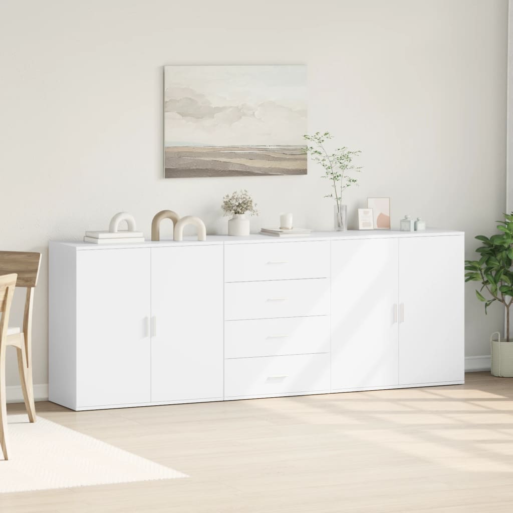 Sideboards 3 pcs Engineered Wood White