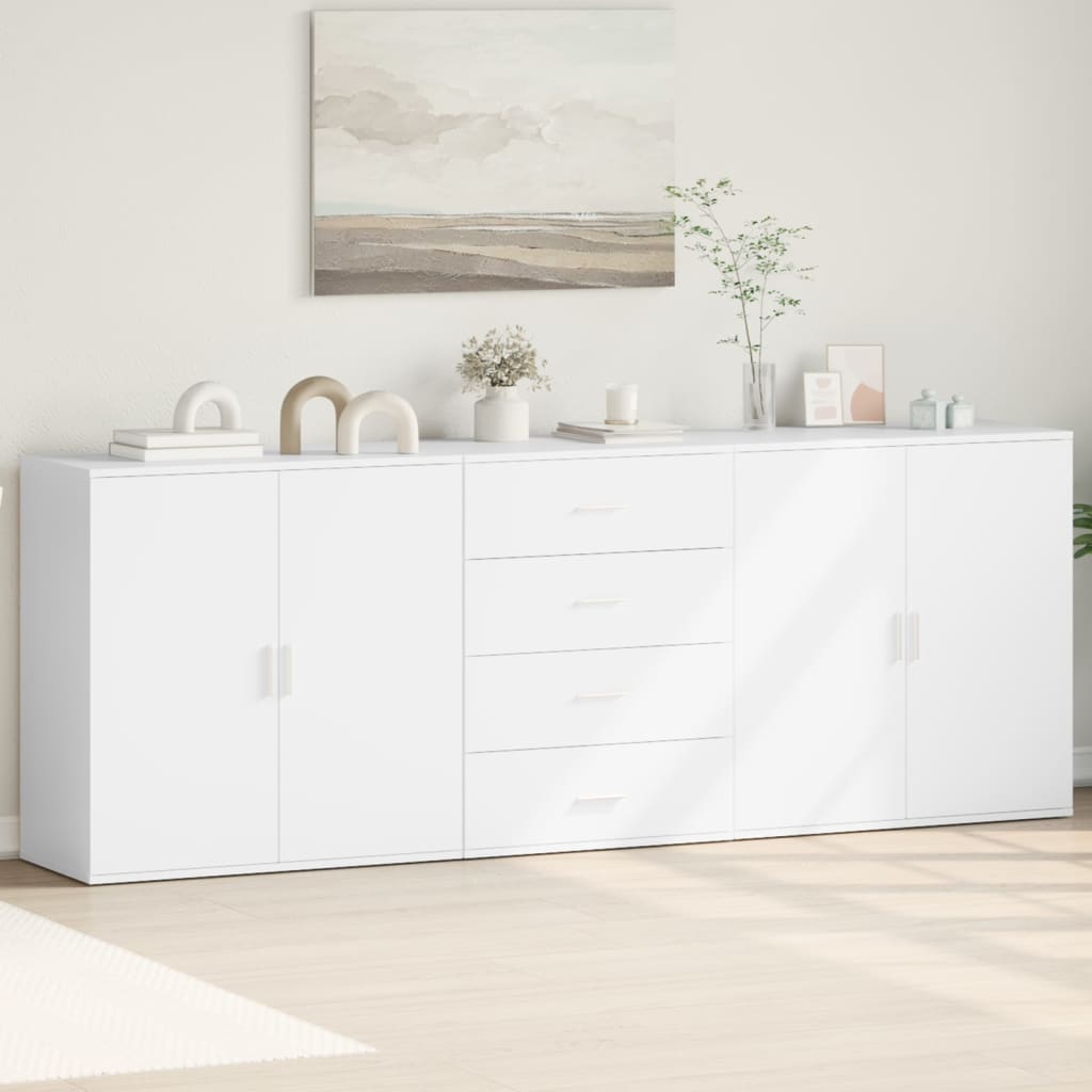Sideboards 3 pcs Engineered Wood White