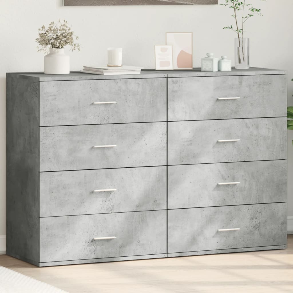 Sideboards 2 pcs 60x39x80 cm Engineered Wood Concrete grey