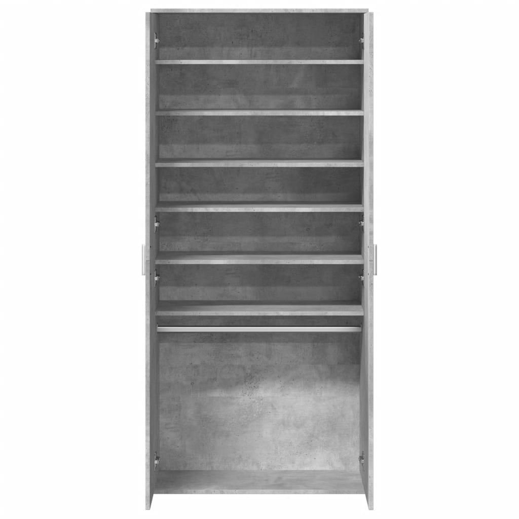 vidaXL Shoe Cabinet Concrete Grey 80x39x178 cm Engineered Wood 6