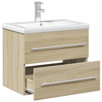 Bathroom Sink Cabinet with Built-in Basin Sonoma Oak