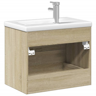 Bathroom Sink Cabinet with Built-in Basin Sonoma Oak