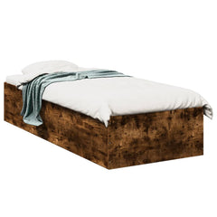 vidaXL Bed Frame without Mattress Smoked Oak 75x190 cm Small Single Engineered Wood 2