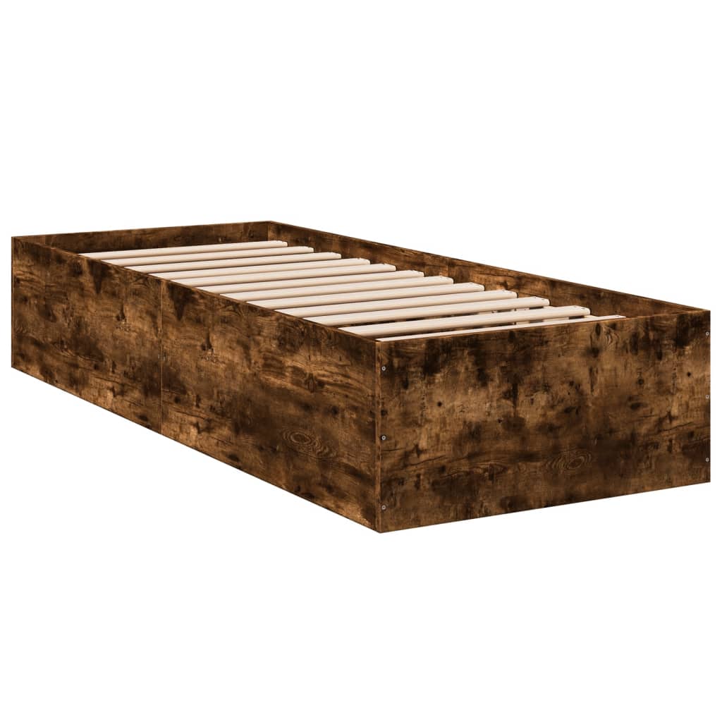 vidaXL Bed Frame without Mattress Smoked Oak 75x190 cm Small Single Engineered Wood 3