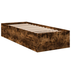 vidaXL Bed Frame without Mattress Smoked Oak 75x190 cm Small Single Engineered Wood 3