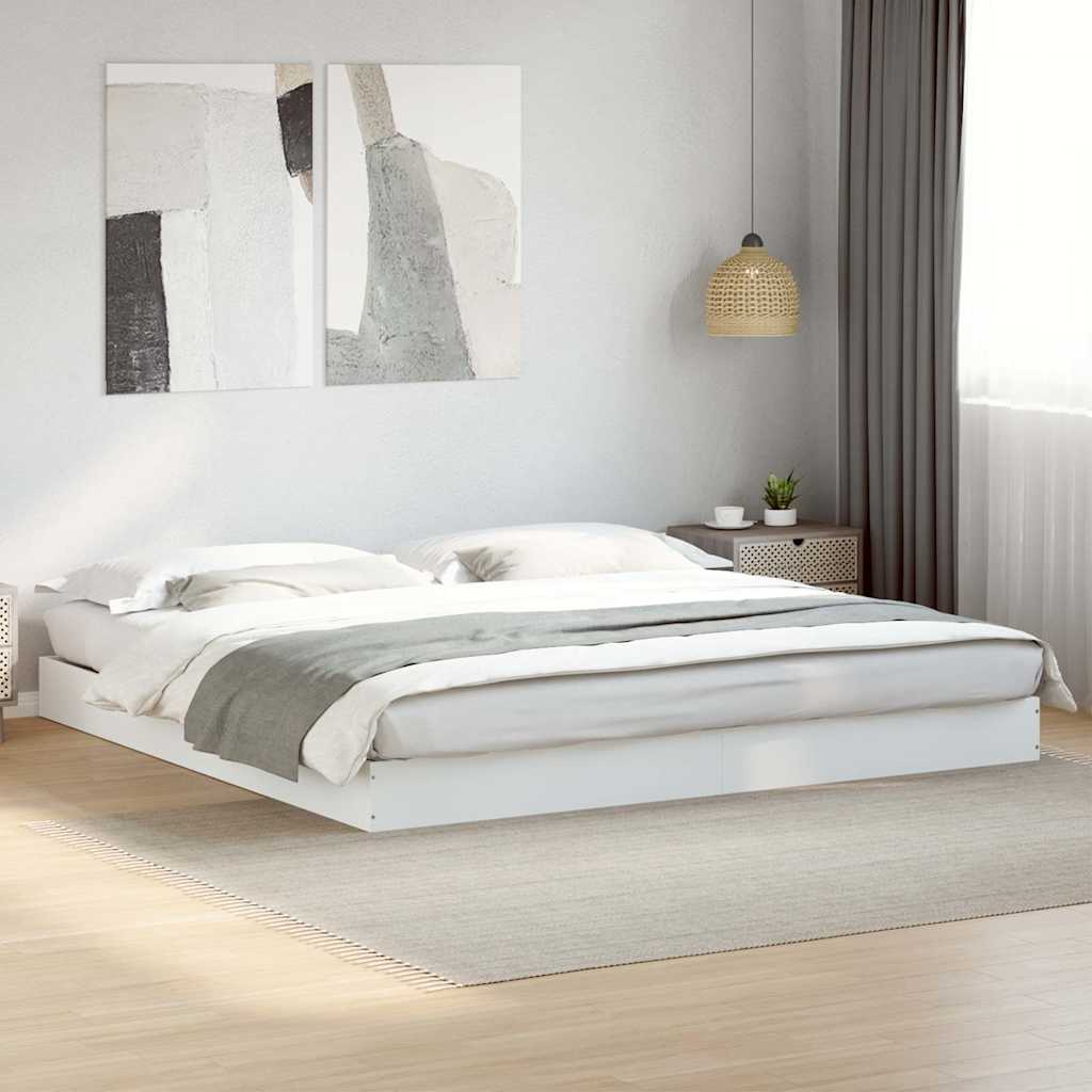 Bed Frame without Mattress Engineered Wood Length 200 cm Height 17 cm White 180 cm