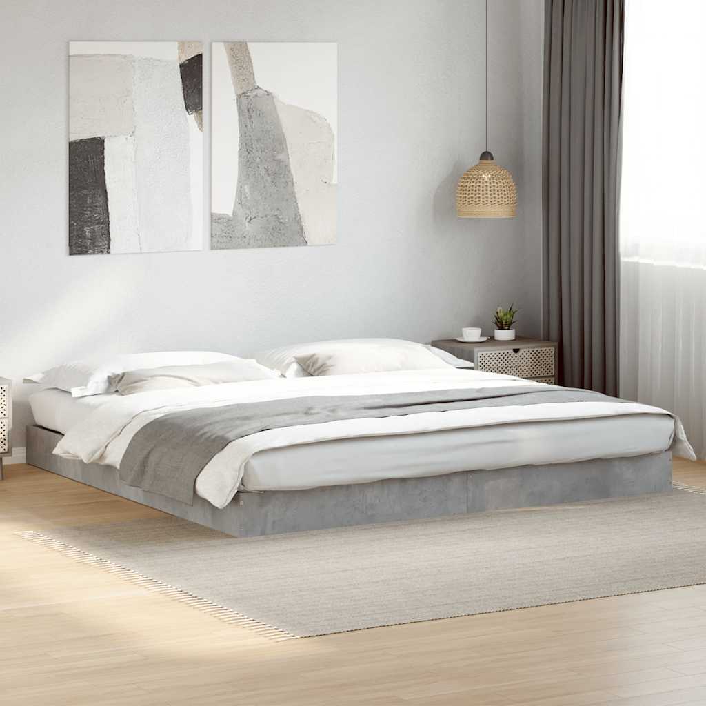 Bed Frame without Mattress Length 200 cm Height 17 cm Concrete Grey 180 cm