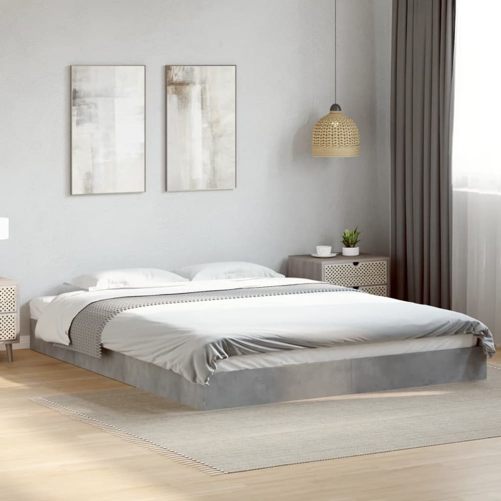 Bed Frame without Mattress Length 200 cm Height 17 cm Concrete Grey 160 cm