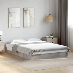 Bed Frame without Mattress Length 200 cm Height 17 cm Concrete Grey 140 cm
