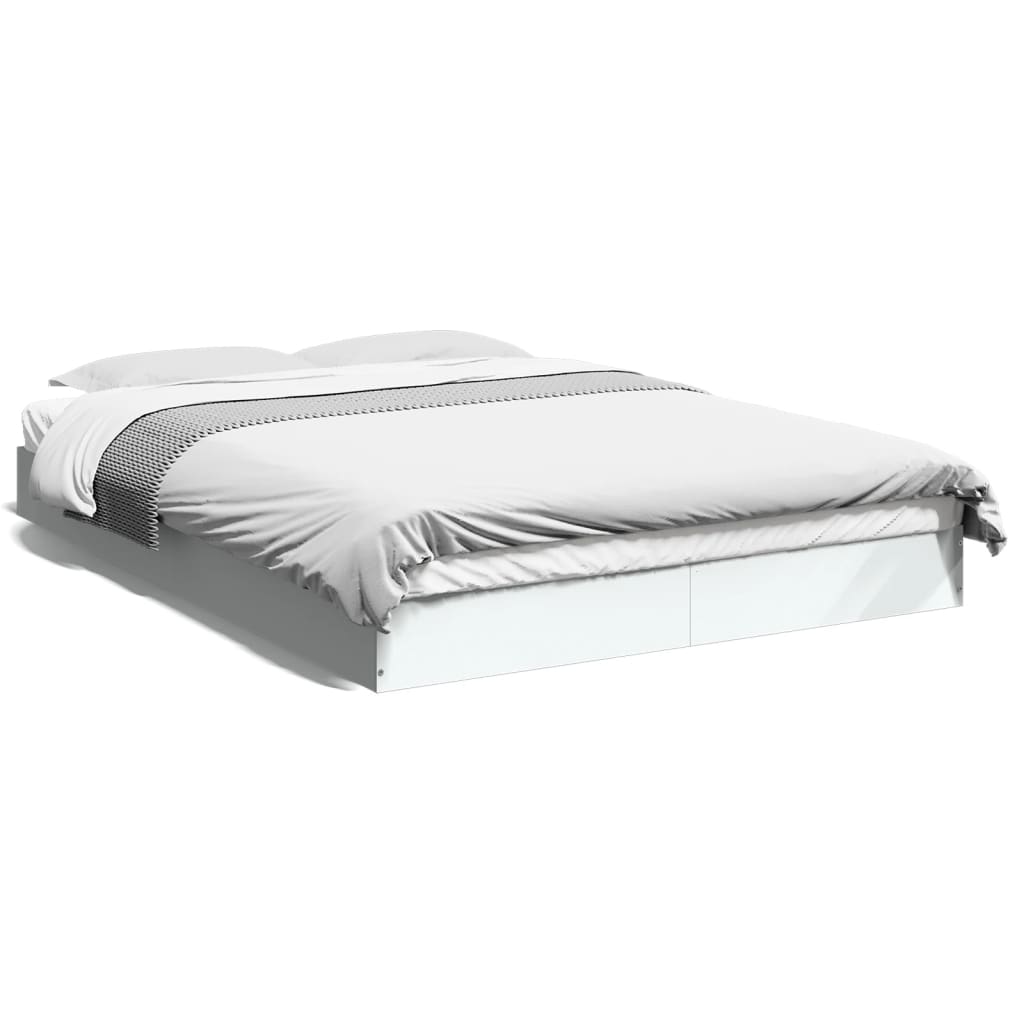 vidaXL Bed Frame without Mattress White 135x190 cm Engineered Wood 2
