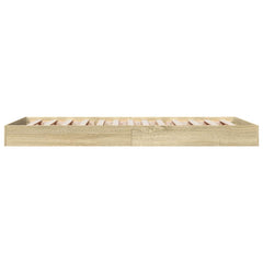vidaXL Bed Frame without Mattress Sonoma Oak 75x190 cm Small Single Engineered Wood 5