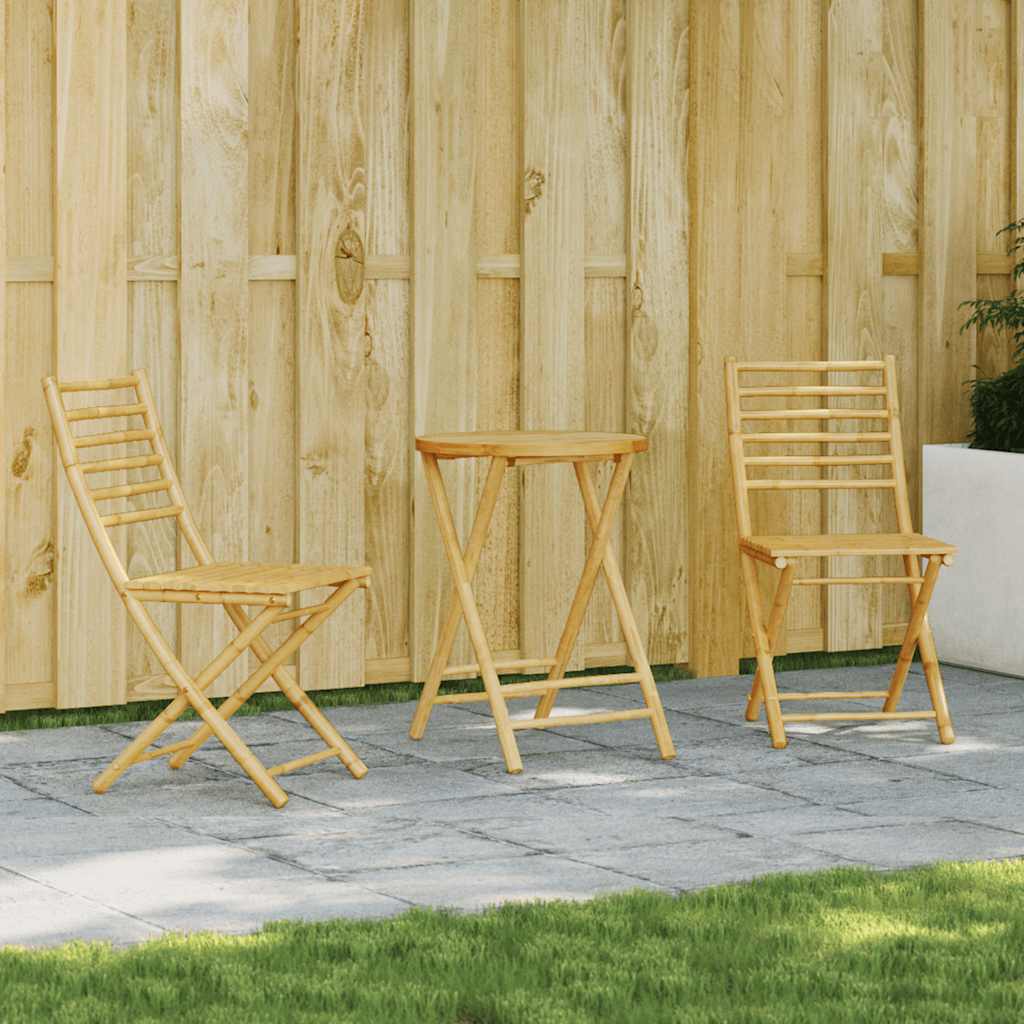 3 Piece Bistro Set Bamboo Round