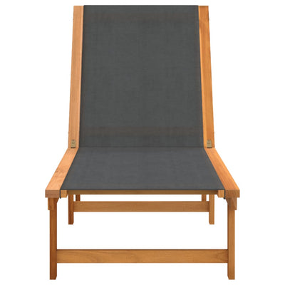 Sun Loungers 2 pcs Black Solid Wood Acacia and Textilene