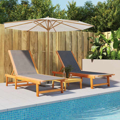 Sun Loungers 2 pcs Solid Wood Acacia and Textilene Black 2x sun lounger