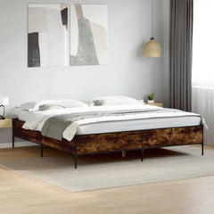 Bed Frame without Mattress Height 44 cm Length 200 cm Smoked Oak 200 cm