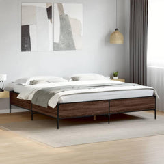 Bed Frame without Mattress Height 44 cm Length 200 cm Brown Oak 200 cm