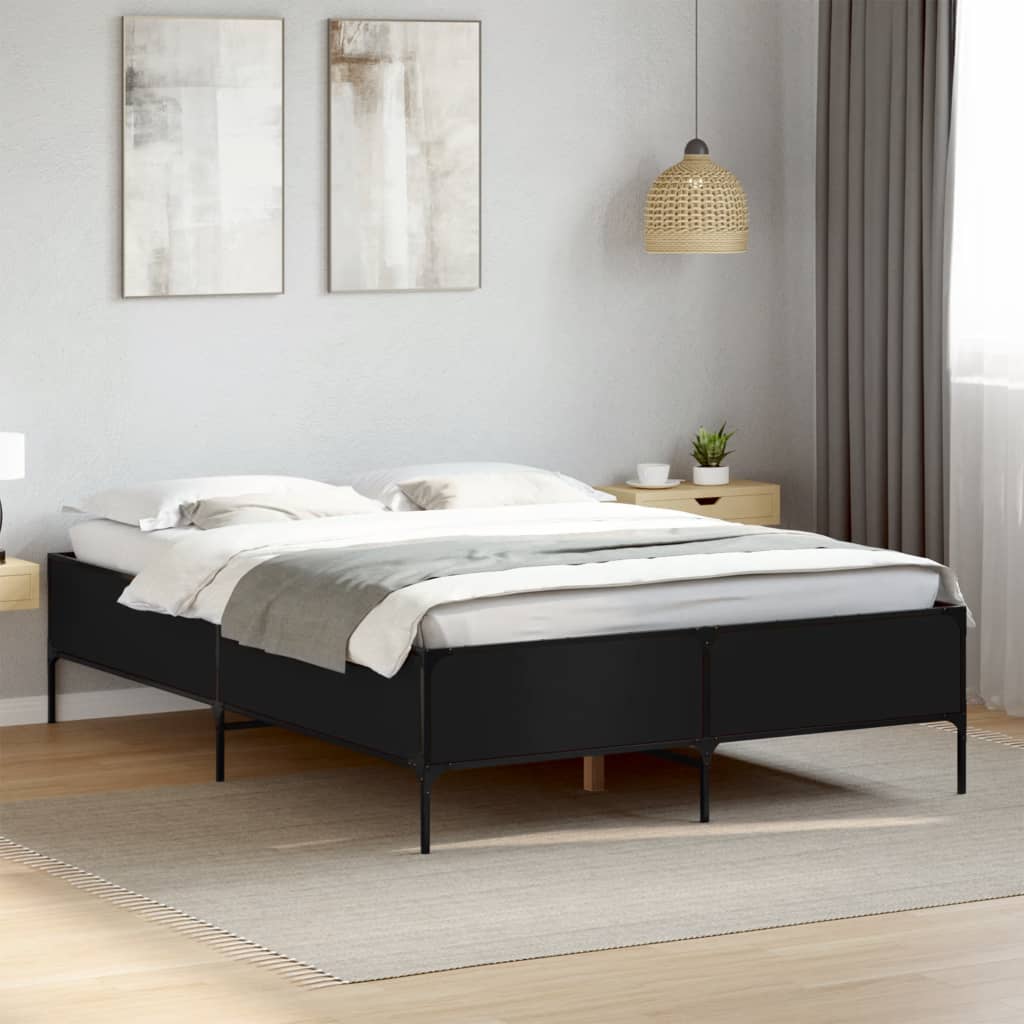 Bed Frame without Mattress Height 44 cm Length 200 cm Black 150 cm