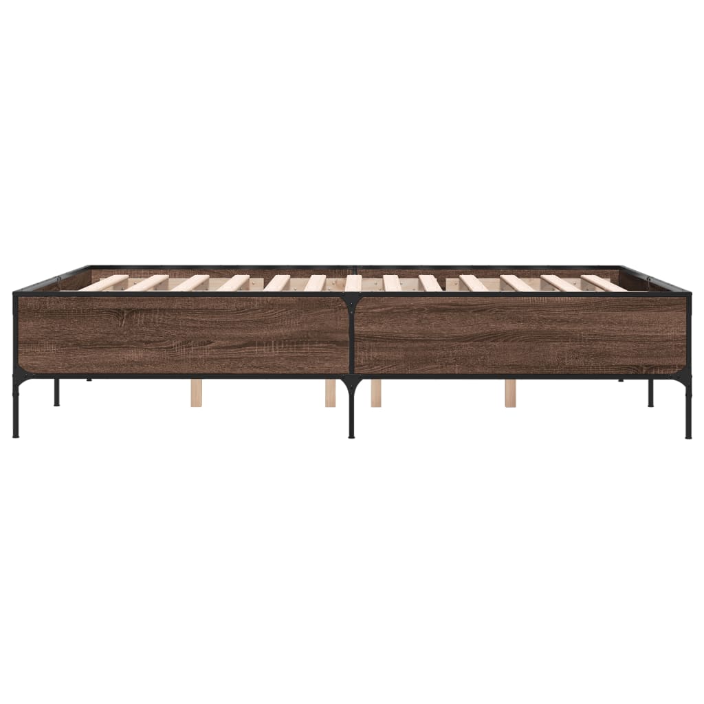 Bed Frame without Mattress Height 44 cm Length 200 cm Brown Oak 120 cm
