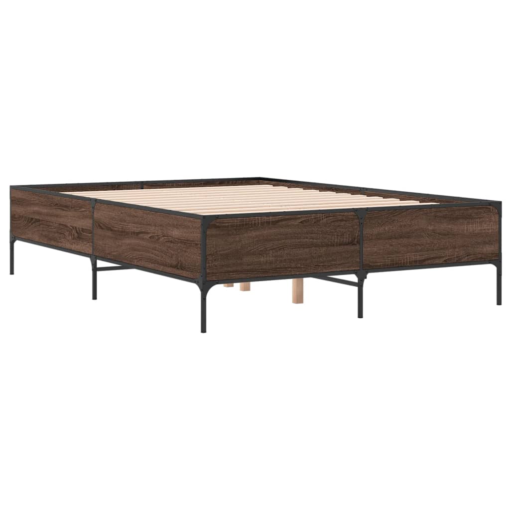Bed Frame without Mattress Height 44 cm Length 200 cm Brown Oak 120 cm