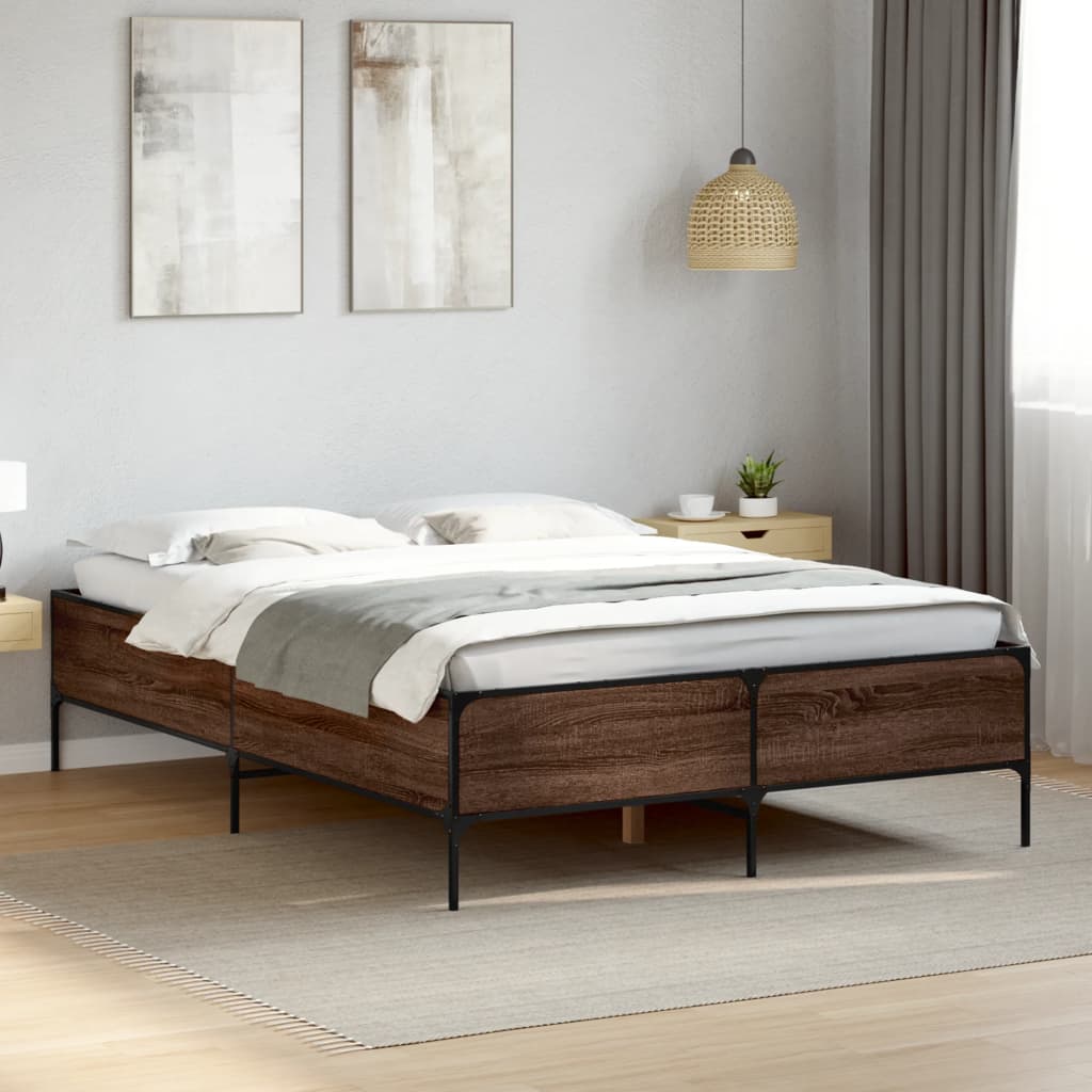 vidaXL Bed Frame without Mattress Height 44 cm Length 190 cm Brown Oak