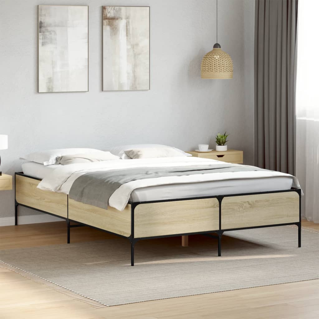 vidaXL Bed Frame without Mattress Height 44 cm Length 190 cm Sonoma Oak