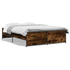 vidaXL Bed Frame without Mattress Smoked Oak 135x190 cm Double 2