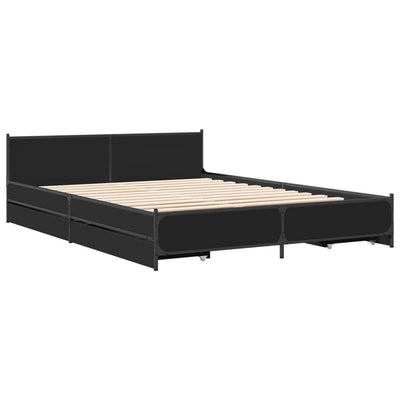 Bed Frame with Drawers Black 120x200 cm Engineered Wood