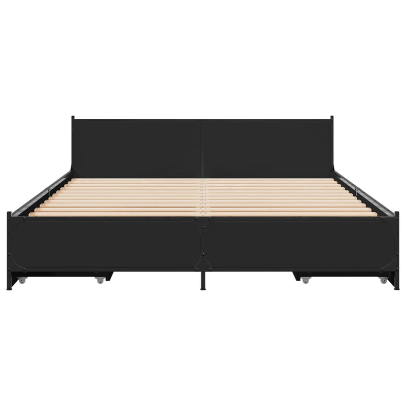 Bed Frame with Drawers Black 120x200 cm Engineered Wood