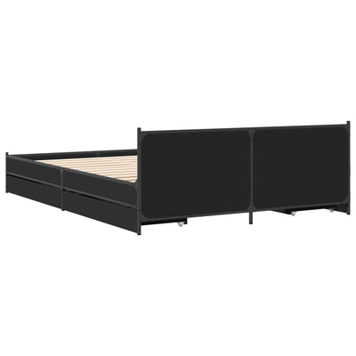 Bed Frame with Drawers Black 120x200 cm Engineered Wood