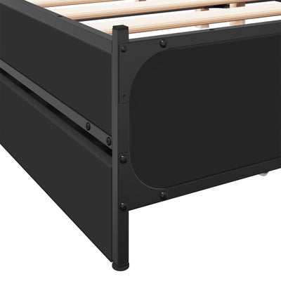 Bed Frame with Drawers Black 120x200 cm Engineered Wood