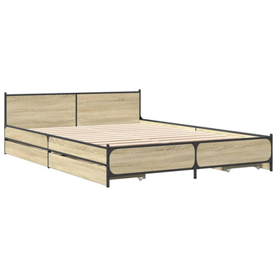 Bed Frame with Drawers Sonoma Oak 120x200 cm Engineered Wood