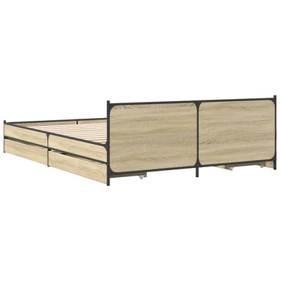 Bed Frame with Drawers Sonoma Oak 120x200 cm Engineered Wood