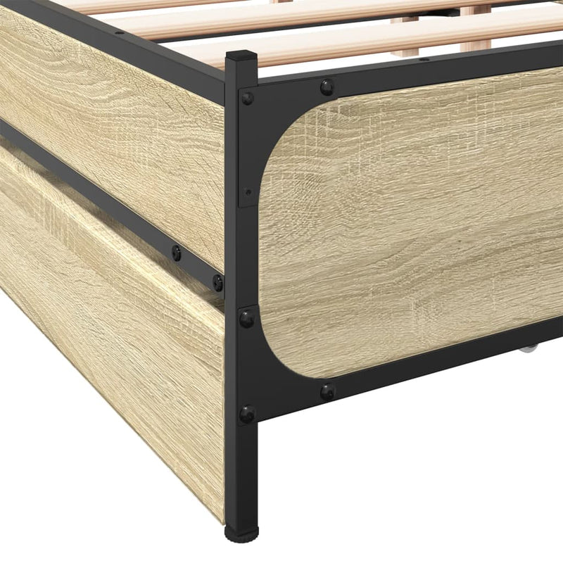 Bed Frame with Drawers Sonoma Oak 120x200 cm Engineered Wood