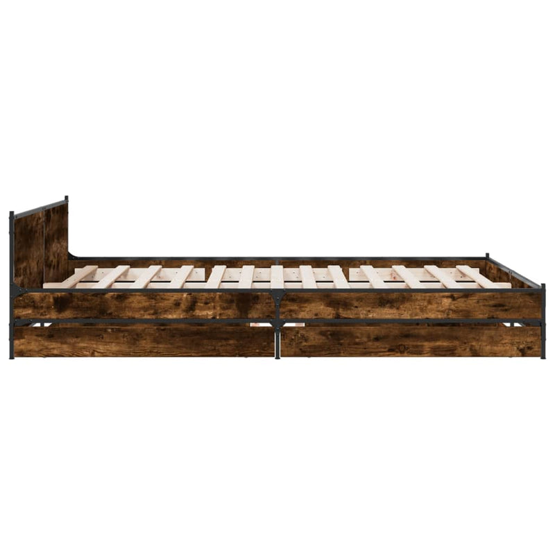 Bed Frame with Drawers Smoked Oak 120x200 cm Engineered Wood